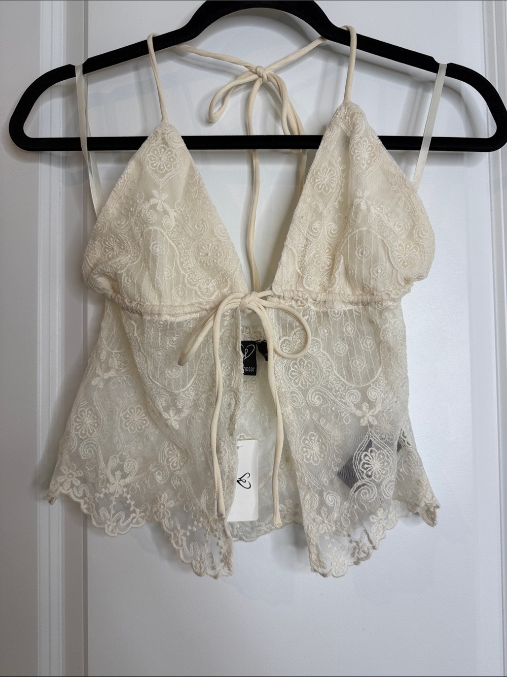 Windsor Cream Lace Tie-Front Camisole